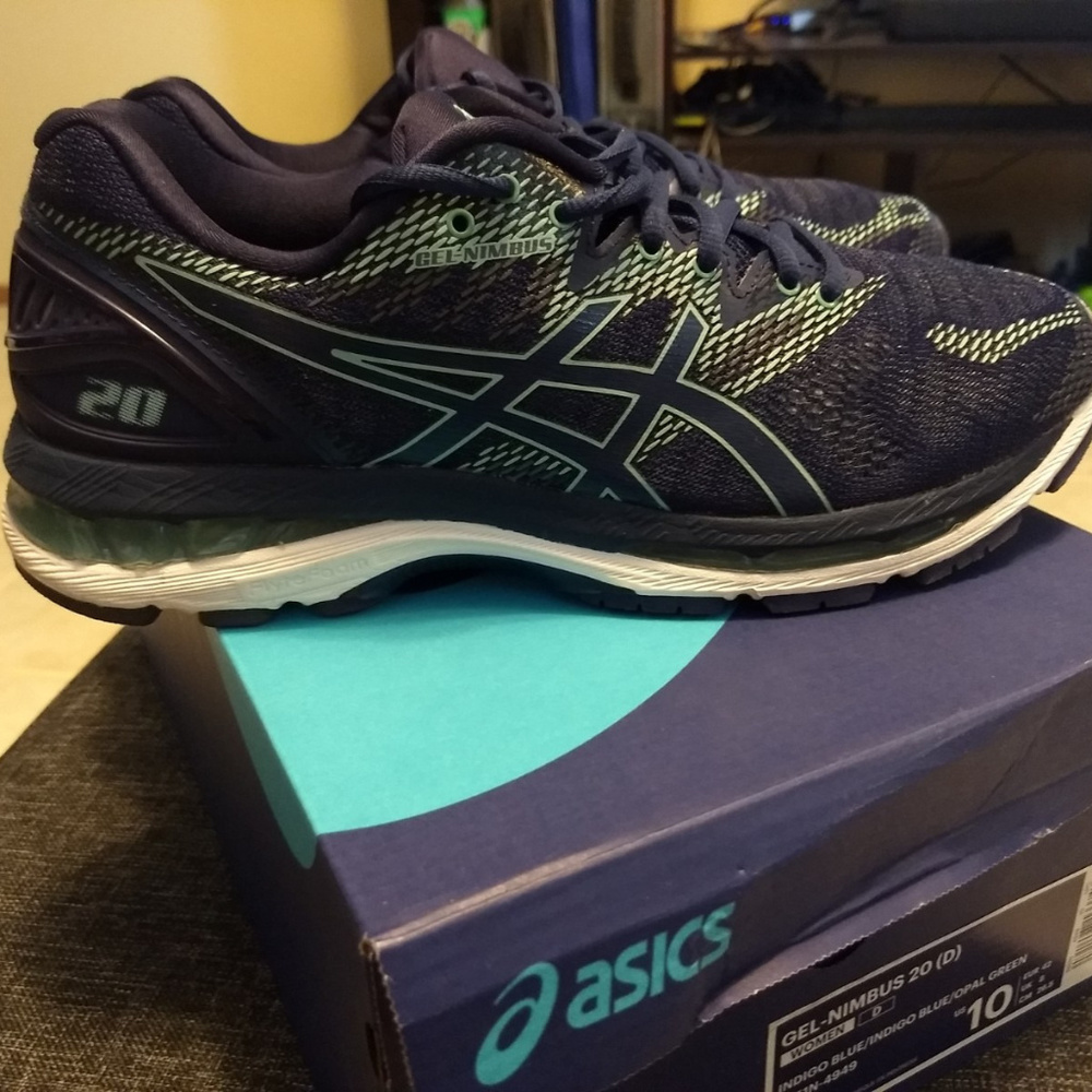 Women's Asics Gel-Nimbus 20, 10W, Blue/Green